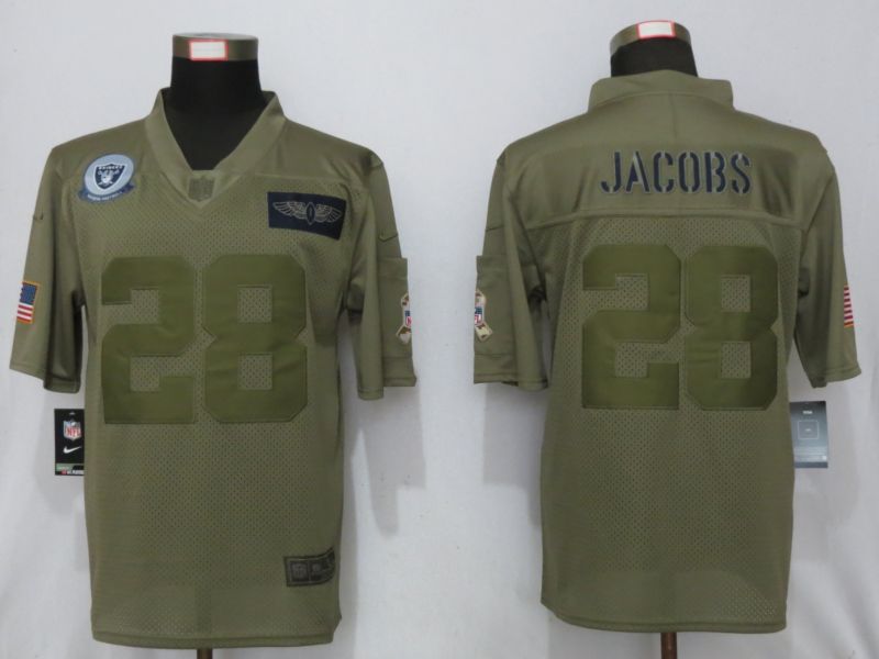 Men Oakland Raiders #28 Jacobs Nike Camo 2019 Salute to Service Limited NFL Jerseys
